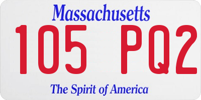 MA license plate 105PQ2