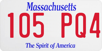 MA license plate 105PQ4