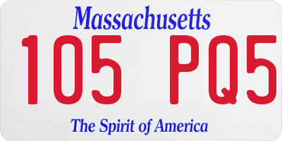 MA license plate 105PQ5