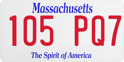 MA license plate 105PQ7