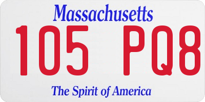 MA license plate 105PQ8