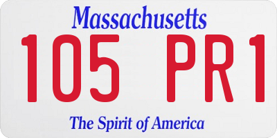 MA license plate 105PR1