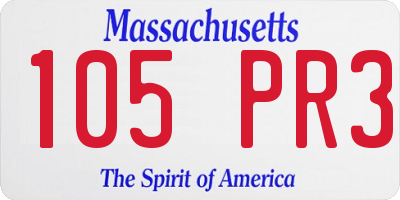 MA license plate 105PR3