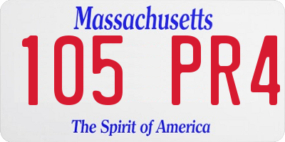 MA license plate 105PR4