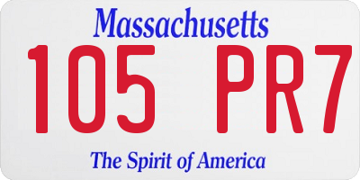 MA license plate 105PR7