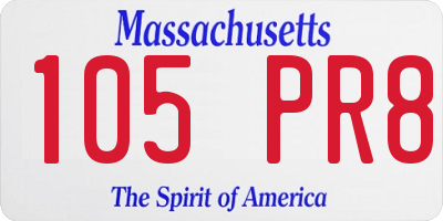 MA license plate 105PR8