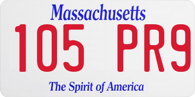 MA license plate 105PR9