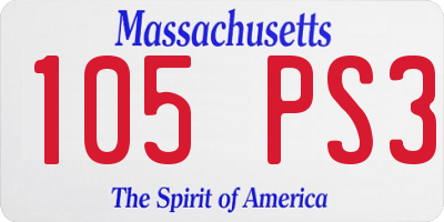 MA license plate 105PS3