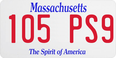MA license plate 105PS9