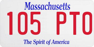 MA license plate 105PT0