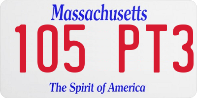 MA license plate 105PT3