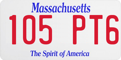 MA license plate 105PT6