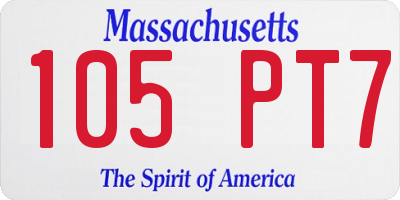 MA license plate 105PT7