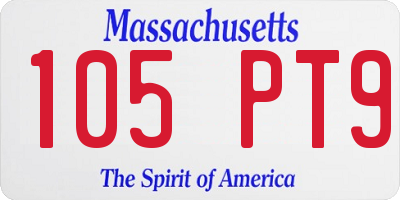 MA license plate 105PT9