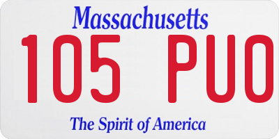 MA license plate 105PU0