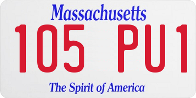 MA license plate 105PU1