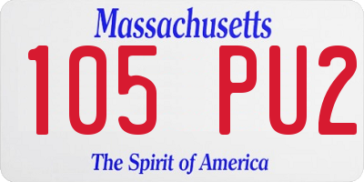 MA license plate 105PU2