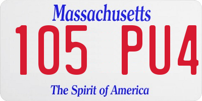 MA license plate 105PU4
