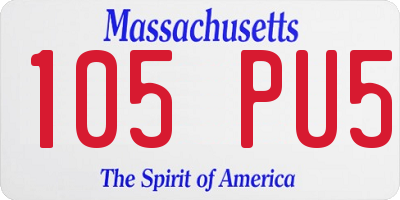 MA license plate 105PU5