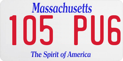 MA license plate 105PU6