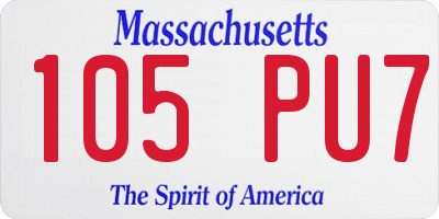 MA license plate 105PU7