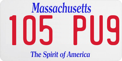 MA license plate 105PU9