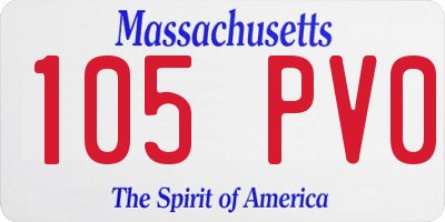 MA license plate 105PV0