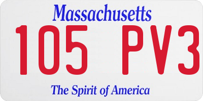 MA license plate 105PV3