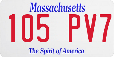 MA license plate 105PV7