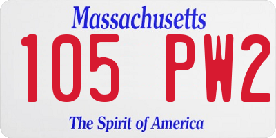 MA license plate 105PW2