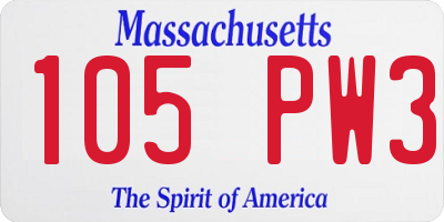 MA license plate 105PW3