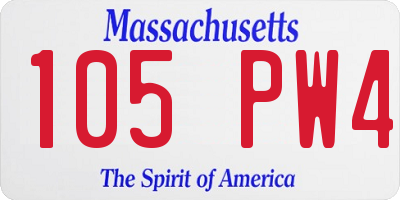 MA license plate 105PW4