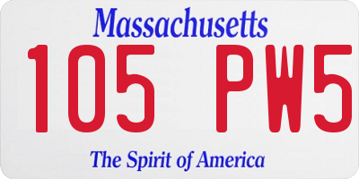 MA license plate 105PW5