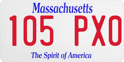 MA license plate 105PX0
