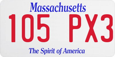 MA license plate 105PX3