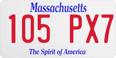 MA license plate 105PX7