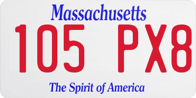 MA license plate 105PX8