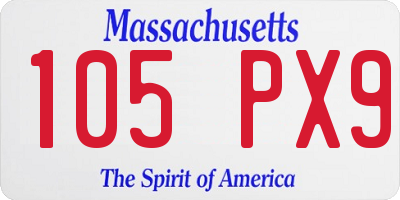 MA license plate 105PX9