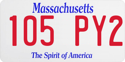 MA license plate 105PY2