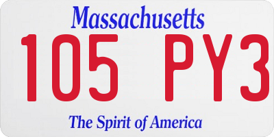 MA license plate 105PY3