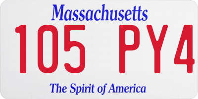 MA license plate 105PY4
