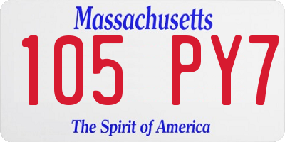MA license plate 105PY7