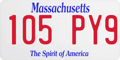 MA license plate 105PY9