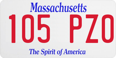 MA license plate 105PZ0