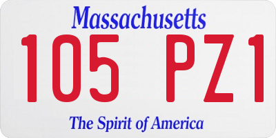 MA license plate 105PZ1