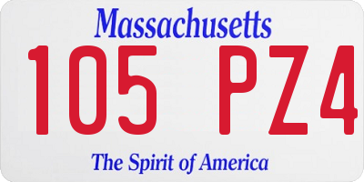 MA license plate 105PZ4
