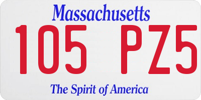 MA license plate 105PZ5