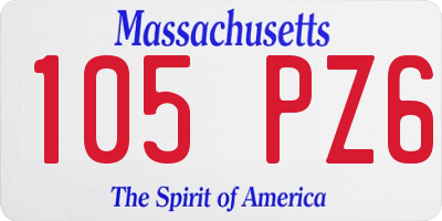 MA license plate 105PZ6