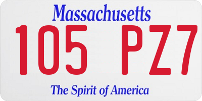 MA license plate 105PZ7