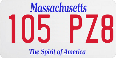 MA license plate 105PZ8
